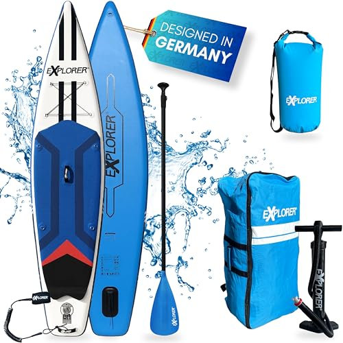 EXPLORER Tourer 11.6 SUP Fusion Stand Up Paddling Board bis 170kg Komplettset mit Alu-Paddel, Rucksack, Pumpe, Finne und Flickenset…