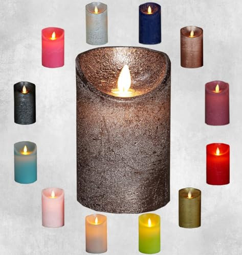 Coen Bakker LED Echtwachskerze realistische Kerze viele Farben mit Timer flackender Docht Wachskerze Kerzen Batterie, Farbe:Bronze, Größe:12.5 cm