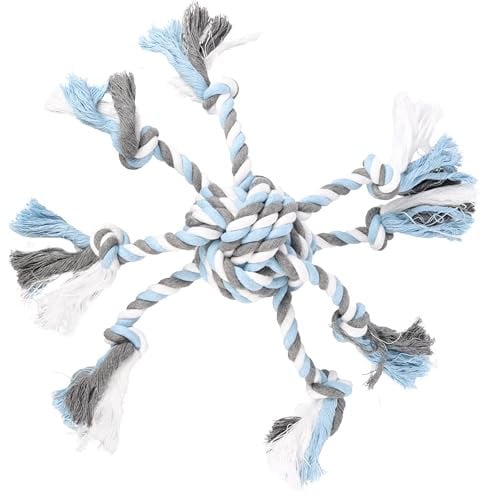 Flamingo Hundespielzeug Jim – Knotenball Octopus Blau | 40 × 40 × 9 cm | Zahnpflegend & Langlebig