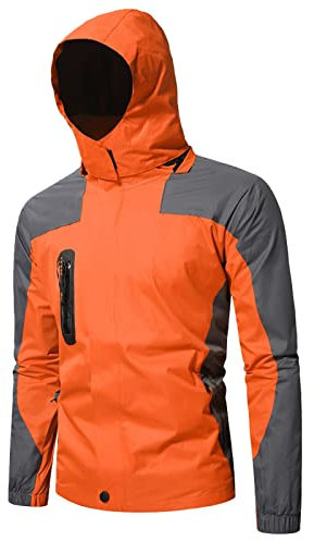 SRZYMJ Windbreaker Herren Steppweste Herren Rot Sweatshirtjacke Motorrad Jacke Herren Mit Protektoren Weihnachtspullover Steppweste Herren Rot Orange Fleecejacke Outdoor Herren Mit Kapuze 3XL