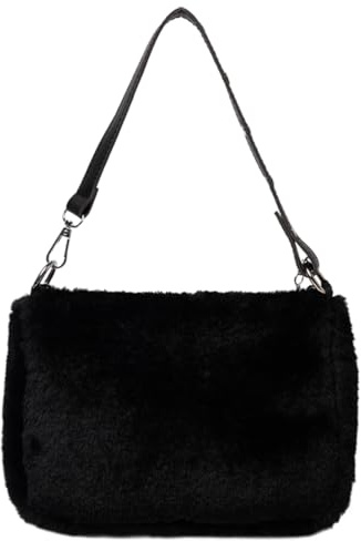 WRITWAA Plüsch Umhängetasche Damen Mit Reißverschluss 8.66X6.30X2.36in Als Achselhöhle Tasche Oder Handtasche Für Alltag Reisen Einkaufen Spazierengehen Arbeit
