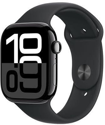 Apple Watch Series 10 GPS + Cellular 46 mm Smartwatch con cassa in alluminio e cinturino Sport Loop Nero - S/M. Fitness tracker, app ECG, display Retina always-on, Carbon Neutral