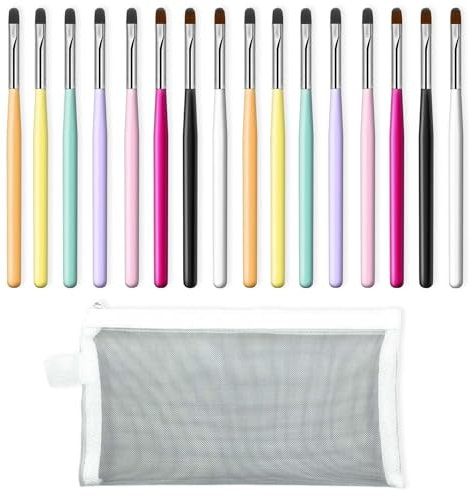 16 Pieces Of Manicure Pens And 1 Piece Of White Pencil Case, Manicure Diy Tools, Manicure Blending Brushes, Nail Cleaning Brushes, Manicure Accessories