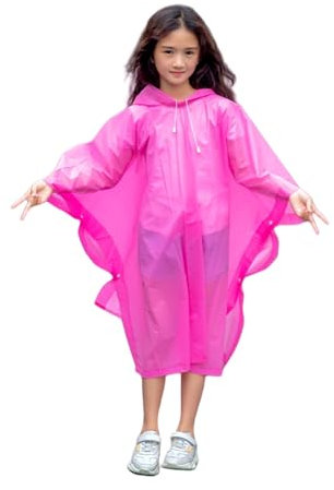 flintronic Imperméables pour Enfants, Poncho Pluie Enfant, Réutilisable EVA Imperméable, Manteau de Pluie à Capuche pour Garçons Filles, Poncho de pluie Vélo Randonnée Voyage