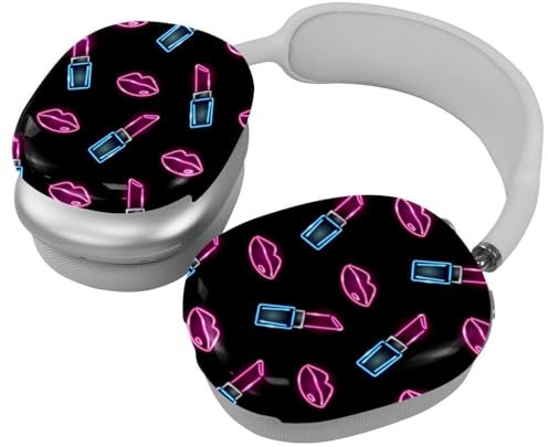 Schutzhülle für AirPods Max Kopfhörer, 2 Paar Anti-Kratz-Ohrmuscheln Abdeckung für AirPod Max, Zubehör Schutzhülle - Neon Icons of Lipstick