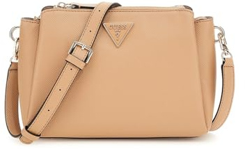 GUESS Damen Noelle Triple Compartment Crossbody Umhängetasche, Beige