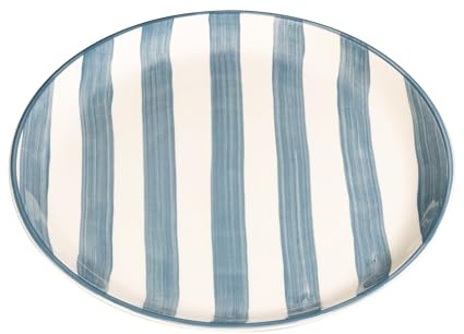 Set 2 piatti piatti piatti a righe artigianali 28 cm Made in Italy Design elegante grigio per servizio da tavola moderno raffinato decorazione