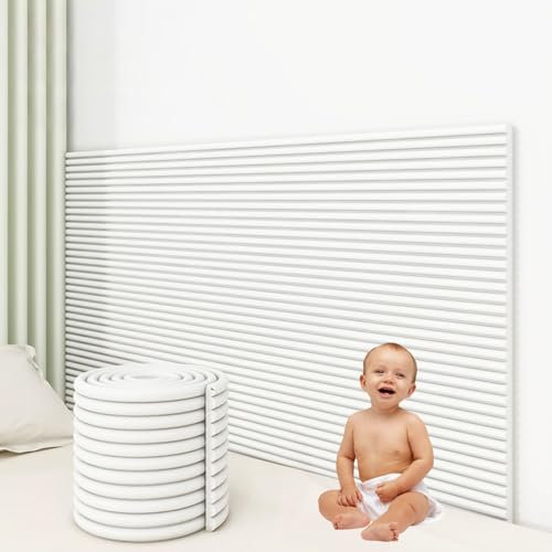 APMOE 3D Wandpaneele Gepolstert 1cm Dick Anti-Kollision Wandkissen Wandpolster Selbstklebend für Schlafzimmer, Wandschutz Bett Kopfteil, Polsterpaneel Wand Isolierung(Weiß,40 x 200 cm)