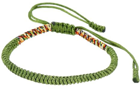 PATIKIL Lucky Handmade Braided Rope String Bracelet,Mixed Color Round Adjustable Prayer Protection Bracelet for Women Anniversary Family Jewelry Gifts, Dark Green