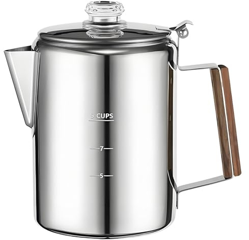 Percolateur Cafetière Vintage Cafetière Portable Machine à infuser Compact Résistant à la Chaleur pour Camping Voyage Réunions de Famille 17 x 12,3 x 15,8 cm 1 Pack Argent