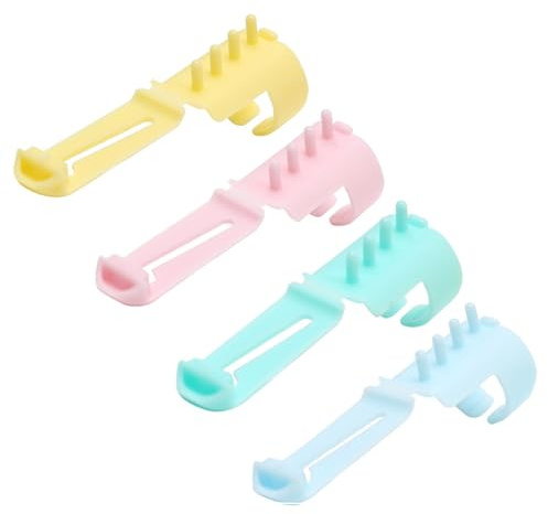 Ryaupy 4 Stück Verstellbarer Häkelring mit Fadenführung, Ergonomischer Fingerhut für Stricknadeln, Garnführung Fingerhalter für Strick & Häkelarbeiten, Bastelzubehör & Nähzubehör aus Kunststoff