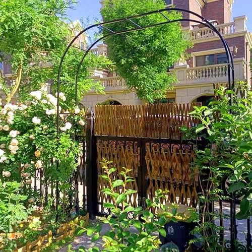 Metal Garden Arch Rose Trellis Wedding Arch for Climbing Plants Support for Grapevines Adjustable Size 240cmElegant Black Design for Outdoor Decor