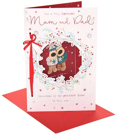 Boofle | Christmas Card for Mum & Dad | Cute Design | With Envelope | Xmas Presents | Greeting Card | Her/Him | 25.4 x 16.5cm