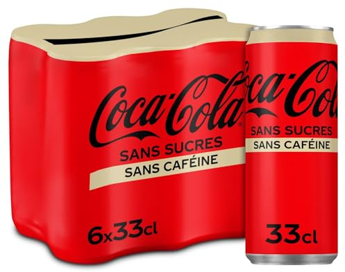 COCA-COLA – Soda Cola Sans Caféine et Zéro Sucre, Saveur Authentique et Rafraîchissante (6x33cl) - vendu par unité