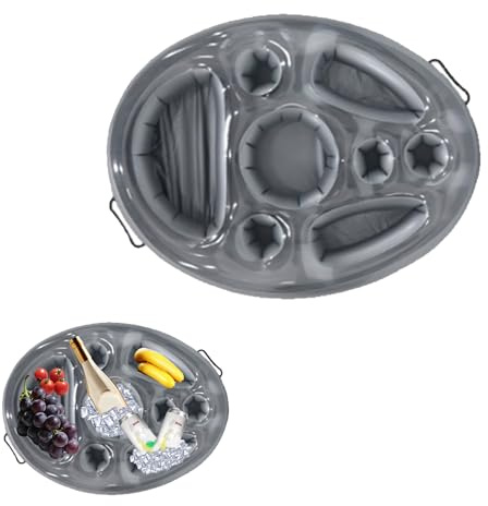 HUSHAX 2 En 1-8 Trous Porte-Gobelet De Piscine Gonflable,Porte-Gobelet Gonflable Flottant,Gonflable Porte-Boissons Bar Flottant,Convient Pour La Fête De La Piscine Familiale, La Plage, Etc.