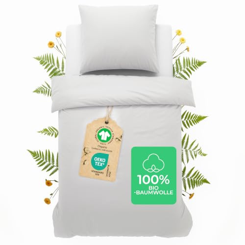 Bettwäsche 135x200 + 1 Kissenbezug 80x80 - 100% Bio-Baumwolle Percale