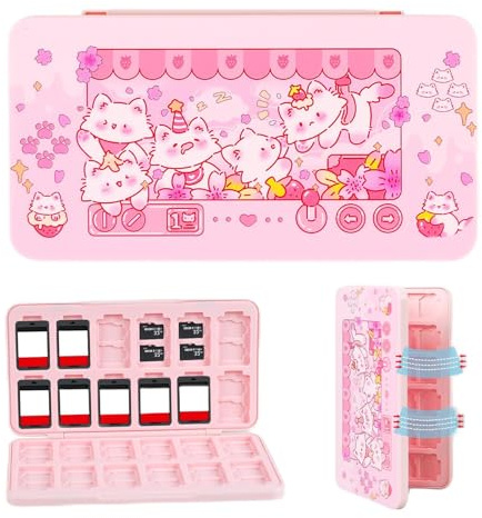 FlyingMage Switch 2 Game Case Holder for Nintendo Switch 2/OLED/Lite Games & Micro SD Cards, Cute Switch2 Game Card Holder Cartridge Case with 24 Slots Game Card Storage
