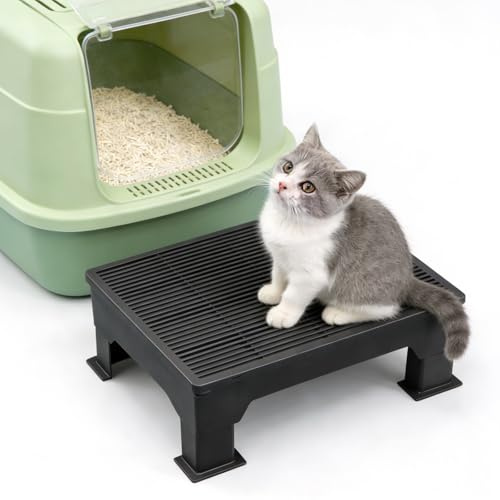 Litter Box Step Ramp, Adjustable Height Cat Ramp for Litter Box, 41 × 31 × 16 CM Litter Catcher with Filter Function Cats Steps for Small, Elderly Cats