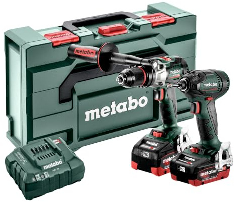 Metabo Combo Set 2.1.15 18 V BL Cordless Drill Twin Pack | Brushless Cordless Combi Hammer Drill & Impact Driver Kit with 2 x 5.5Ah Batteries, Charger & Case