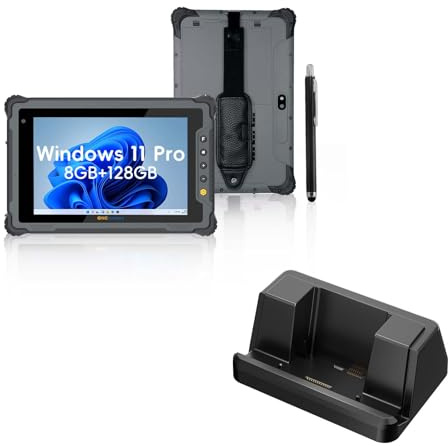 ONERugged Robustes Tablet M80J, 8-Zoll Windows 11 Pro Tablet, 8 GB + 128 GB, Celeron N5100, IP65 wasserdicht, MIL-STD-810H, 5000 mAh, Industrie- und Outdoor-Arbeits-PC inkl. Ladestation