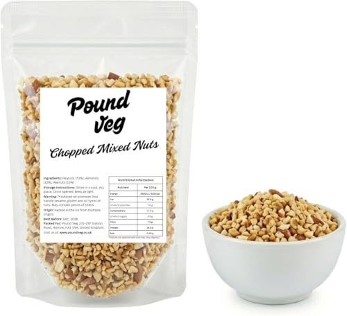 Pound Veg Premium Chopped Mixed Nuts 1kg - Raw Broken Pieces for Baking and Cooking - Natural Non GMO Protein Rich Nut Blend Ideal for Homemade Granola Bars and Cakes