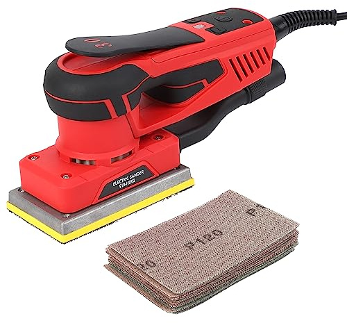 GarveeMore Ponceuse vibrante électrique 260W/350W – Moteur sans balais, 6 vitesses jusqu'à 10 000 OPM – 12 abrasifs – Bois, ponçage & polissage – USA