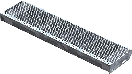 Fenau – 1000 x 240 mm - Gitterrost-Stufe (R11) XSL, MW: 30/10 mm, verzinkt, Stahl-Treppenstufe nach DIN-Norm, Fluchttreppen geeignet, Anti-Rutsch-Wirkung