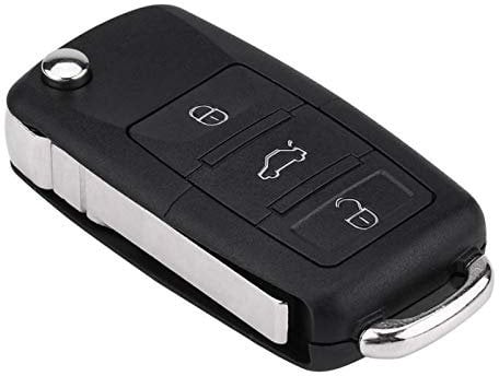 Remote Key Fob, Qiilu 3 Button Flip Car Remote Control Key Fob Case 433Mhz ID48 Chip for Seat Skoda 1k0959753G