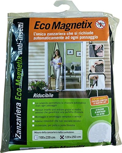 TENDA ZANZARIERA MAGNETICA NERA CON 18 CALAMITE 120 x 250 CM PER PORTA BALCONE