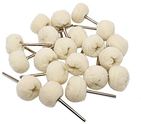 NIUPIKA Cotton Polishing Wheel Buff Buffing Wheels Rotary Tool Accessories 3mm Mandrel 20 Pieces