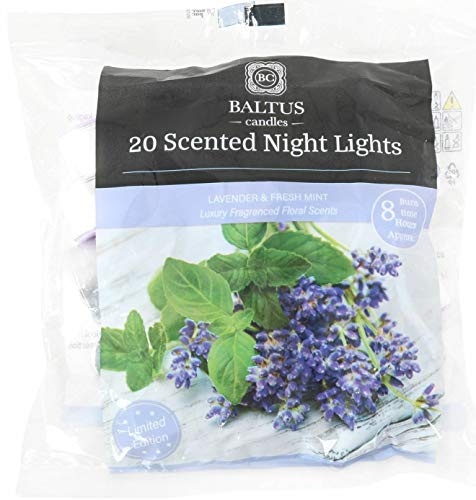 Baltus Limited Edition Pack of 20 Tealight Night Light Candles Lavender & Fresh Mint