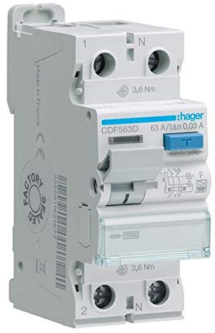 Hager CDF563D Disjoncteur différentiel 2P 63 A 30 mA