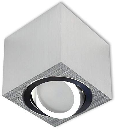 LED Aufbauleuchte eckig Edelstahl gebürstet 1,2 Watt neutralweiß GU10 230V - 82x80x80mm Aufbaustrahler Downlight Spot Deckenlampe Loft Aufbauleuchte Aufbau-Spot Decken-Strahler