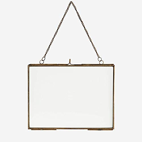 Madam Stoltz Bilderrahmen Fotorahmen quer zum Aufhängen antik messing 15 x 20 cm Boho Ethno Skandi