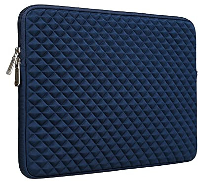 RAINYEAR 15.6 Inch Laptop Sleeve Diamond Foam Shock Resistant Padded Case Fluffy Lining Protective Zipper Cover Carrying Bag Compatible with 15.6 Notebook Computer Chromebook(Navy Blue)