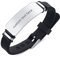 JewelryWe Schmuck Herren Armband mit Gravur, Personalisierte Namen Edelstahl Gummi Silikon Sport Handgelenk Identifikation ID Tag Armbänder Armreifen für Männer Einstellbar Silber Schwarz