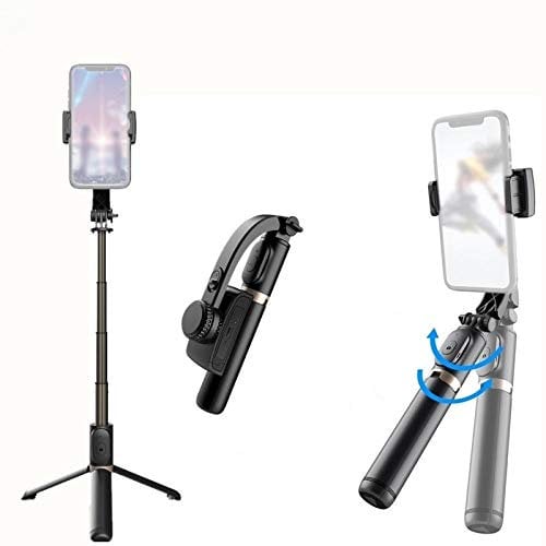 Selfie Stick Bluetooth Single-Axis Foldable Tripod Handheld Gimbal Stabilizer Selfie Stick Suitable For Apple, Android, Xiaomi Mobile Phones-Black