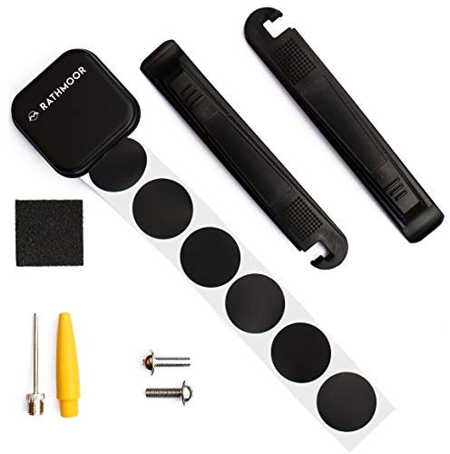 Rathmoor 6 Glueless Puncture Repair Kit in Metal Tin with 2 Tyre Levers, Ball and Inflatables Needles and 2 Bottle Cage Bolts (6 x Glueless Patch Kit)