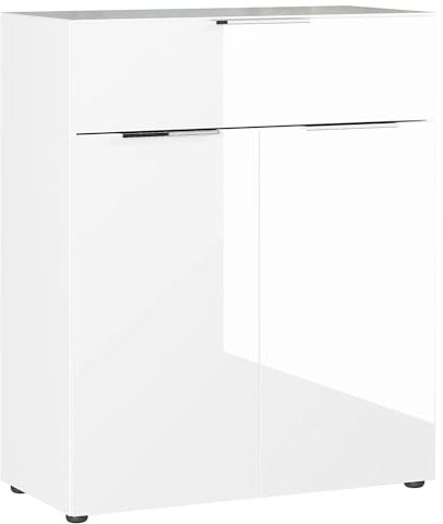 Germania Kommode 3696-84 GW-Oakland, in Weiß, mit Glasauflage, 83 x 102 x 42 cm (BxHxT)