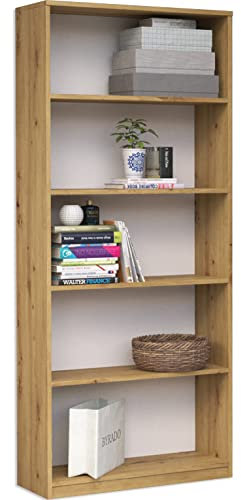 ADGO Bücherschrank - Bücherregal Wand - Regal Eiche Artisan - Standregal - Regal Schmal - Büroregal - Ordnerregal - Büroschrank - Wandregal - Bookshelf - Schrank schmal - Aufbewahrungsregal