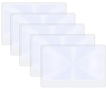 Molain 3-fache Taschenlupe Fresnel-Linsen Kreditkartenlupe Geldbörse Lupe Schmucklupe Lesehilfe Feuerstarter (5Pcs Posen)