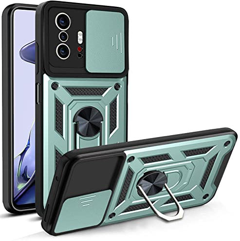 ESTH® Funda para Xiaomi 11T Pro 5G/ Xiaomi 11T 5G con Protección de Cámara Cubierta y Soporte de Anillo [Compatible con Soporte Magnético para Coche] Carcasa Grado Militar Anti-caída, Verde