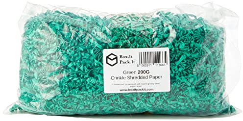 Box.it.pack.it Shredded Crinkle ZigZag Kraft Paper, Green, 200g