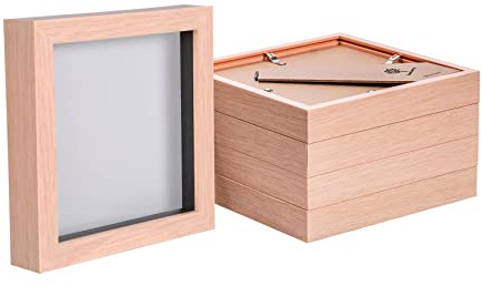 Nicola Spring 3D Shadow Box Photo Frames - 6 x 6 (15 x 15cm) - Pack of 5 - Light Brown 3D Photo Frame 3D Picture Frame Display Case for Crafts, Keepsakes, Wedding, Graduation