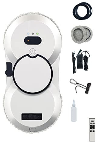 Niczu Robot Nettoyeur de Vitres, Robot de Nettoyage de Vitres électrique Intelligent avec Télécommande sans Fil, Adapté à la Table de Miroirs de Carreaux de Fenêtres Intérieures Extérieures,White