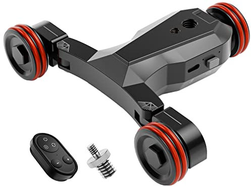 HYQNG Videocamera Wireless Auto Dolly, 3 Ruote Motorizzate Slider Dolly Car con Telecomando, 5 Livelli di velocità Regolabile, per DSLR Camera Camcorder