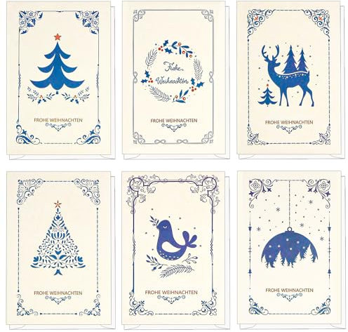 DERAYEE Weihnachtskarten, 48pcs Weihnachtskarten set, Weihnachtspostkarte für Weihnachtsgeschenke, 6 Verschiedene Arten von Weihnachtskarten.