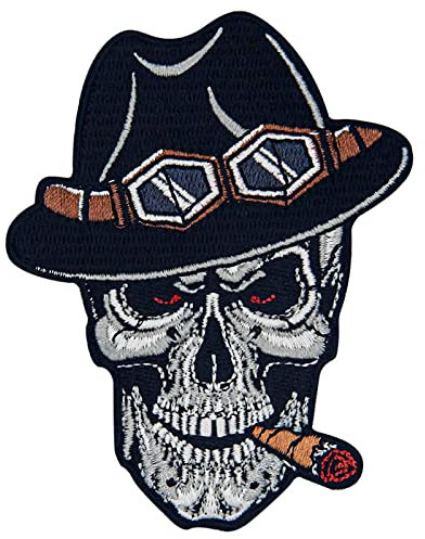 The Skull Smoker Patch Embroidered Applique Badge Iron On Sew On Emblem