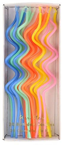 Meri Meri Swirly Tall Cake Candles (Pack of 20) | 5 Tall, Unscented Candles