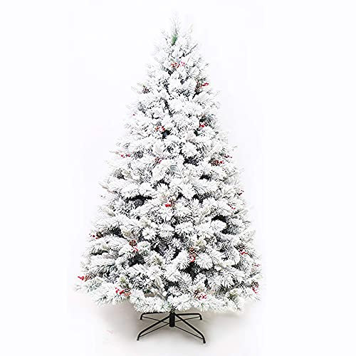 RENJIELI Unlit Pre-decorated Douglas Pine Christmas Tree with Red Berries for Home Office Party Decorations, Artificial Snowy Christmas Tree for the Holidays-White 240cm / 8ft little surprise